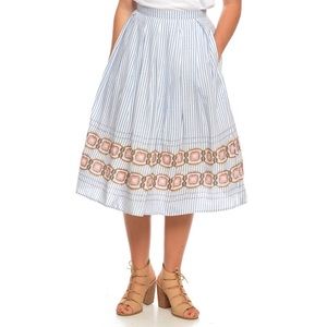 A-line Striped Midi Skirt